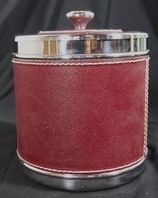 Chrome and Lether Ice Buket or wine cooler Handmade in Italy