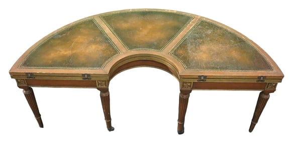 Demi lune leather flip convertible table to round coffee table