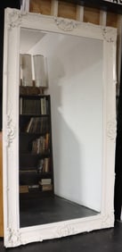 Leaning White Baroque Mirror, Large Chic Mirror, Vintage,