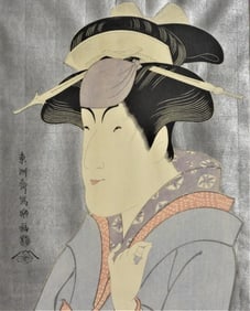 Framed Toshusai Sharaku Vol 1 Japanese Polychrome woodcut print on paper