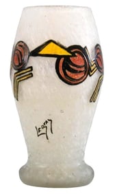 "Legras Vase Art Deco" Vase en verre marmoreen .
