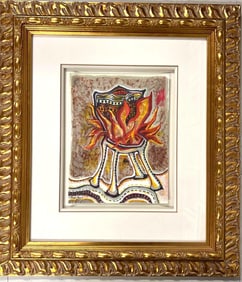 Framed Mixed Media on paper signed TOMAS MARAIS (1931-2004) Cuban and dated 84 PARIS