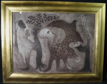 Framed Mixed Media on paper signed MEDIVE and dated 1999 lower right