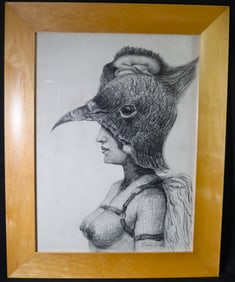 Framed Charcoal on paper signed Fabelo and dated 1991 lower right
