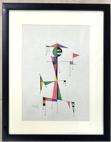 Jose Maria Mijares (1921-2004) Cuban, Framed watercolor and Ink on paper