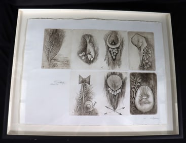 FRAMED Engravings on Paper signed Roberto ESTOPINAN (CUBAN 1921-2015) dated 1993-94