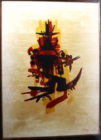 Framed Color lithograph signed in pencil Wifredo Lam, numbered 7/ 99