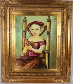 Framed Oil on Canvas signed Foujita.