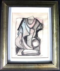 Framed Watercolor and ink on paper signed Framed Mixed Media on Paper signed Henry Moore