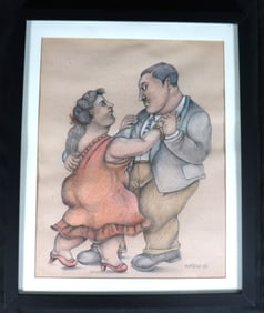 Framed Mixed Media on paper signed Botero and dated 83