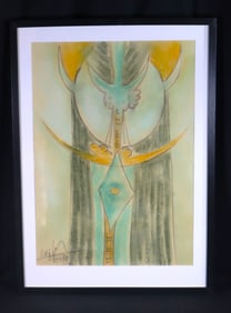Framed Pastel on Paper signed Lam and dated 1948