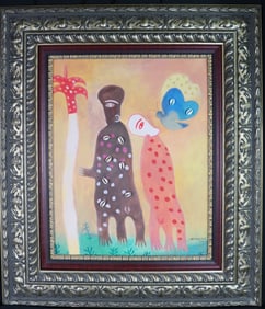 Framed Mixed Media on Canvas signed Mendive and dated 2001 with COA