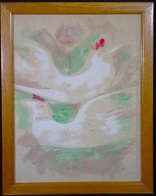 Framed Mixed Media on Paper signed Wilfredo Lam and dated 1949 lower right
