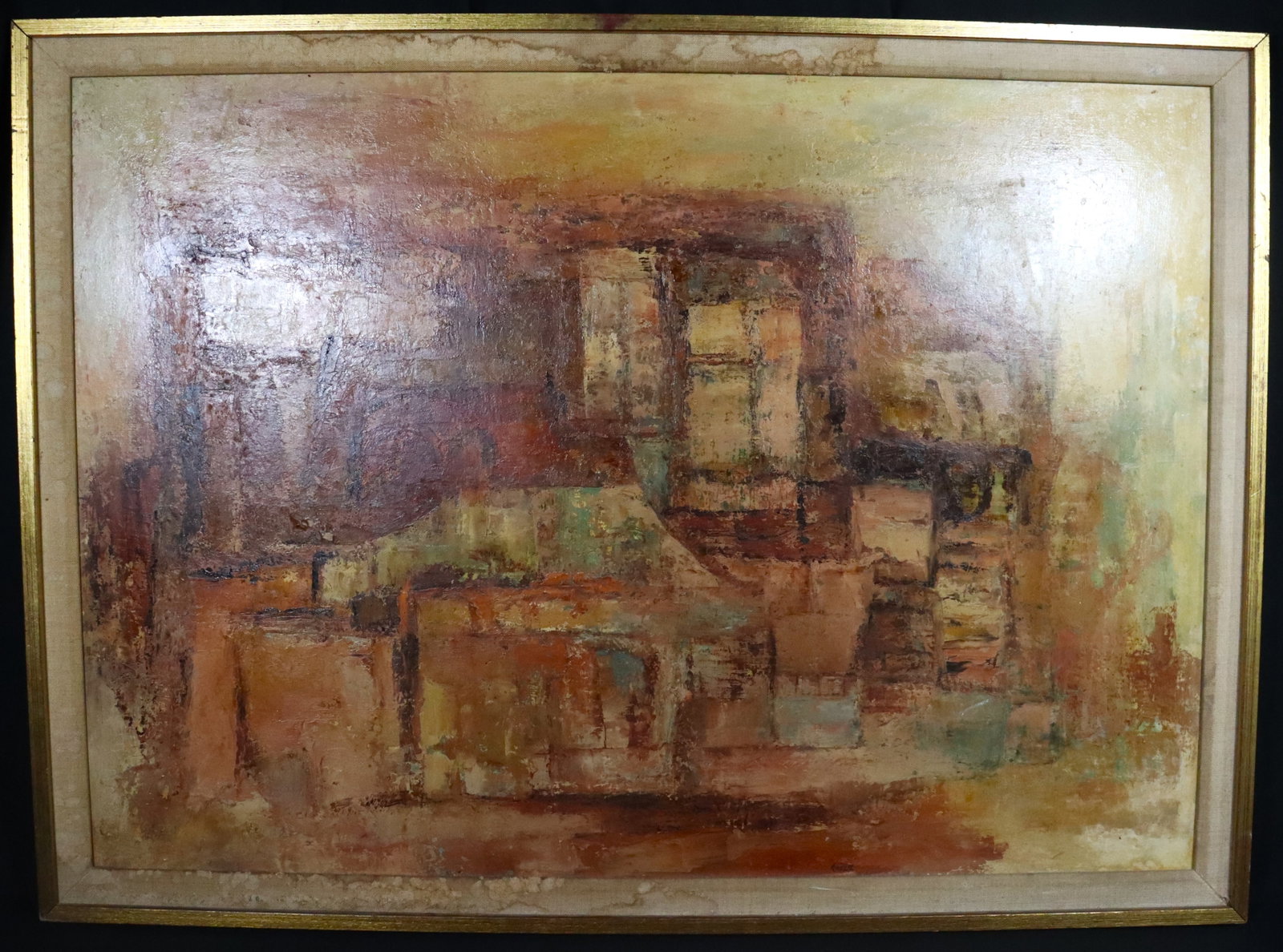 Framed Oil on Masonite signed OZONOFF: Framed Oil on Masonite signed OZONOFF (water damage on the back) Ida Ozonoff (Mid-West American, 1904 - 2007) DIMENSIONS with frame: Height 26.50 inch / 67,3 cm &n
