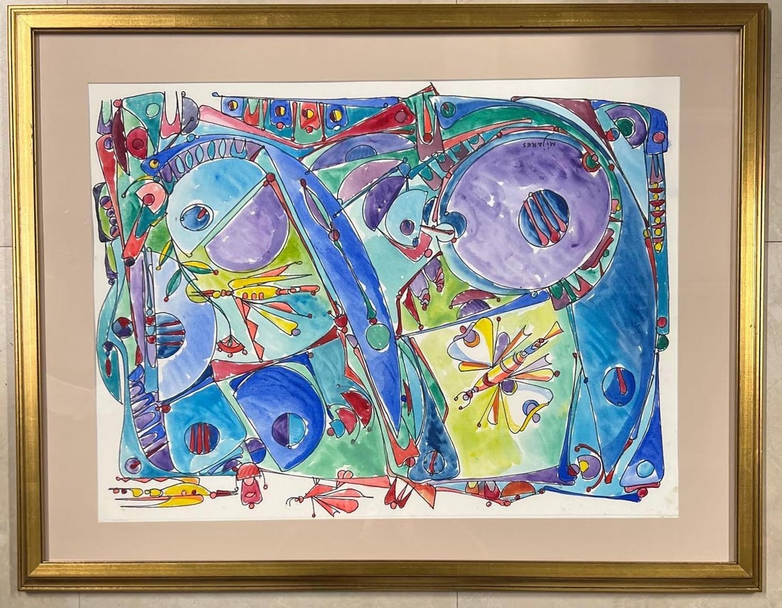Jose Maria Mijares (1921-2004) Cuban, Framed watercolor on Cardboard with COA signed lower left. (1 of 7)