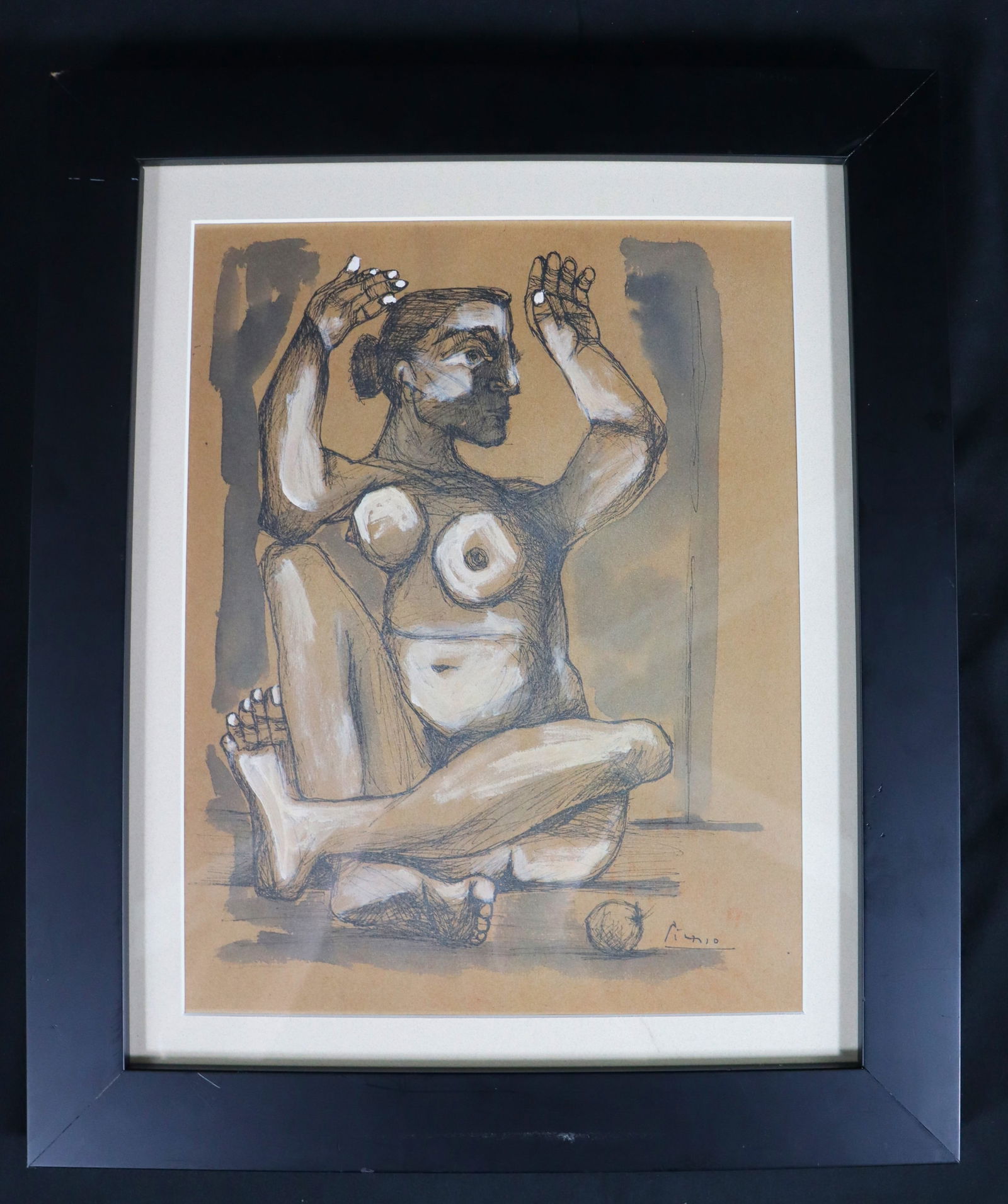 FRAMED Mixed Media on Paper signed PICASSO. lower Right (1 of 4)