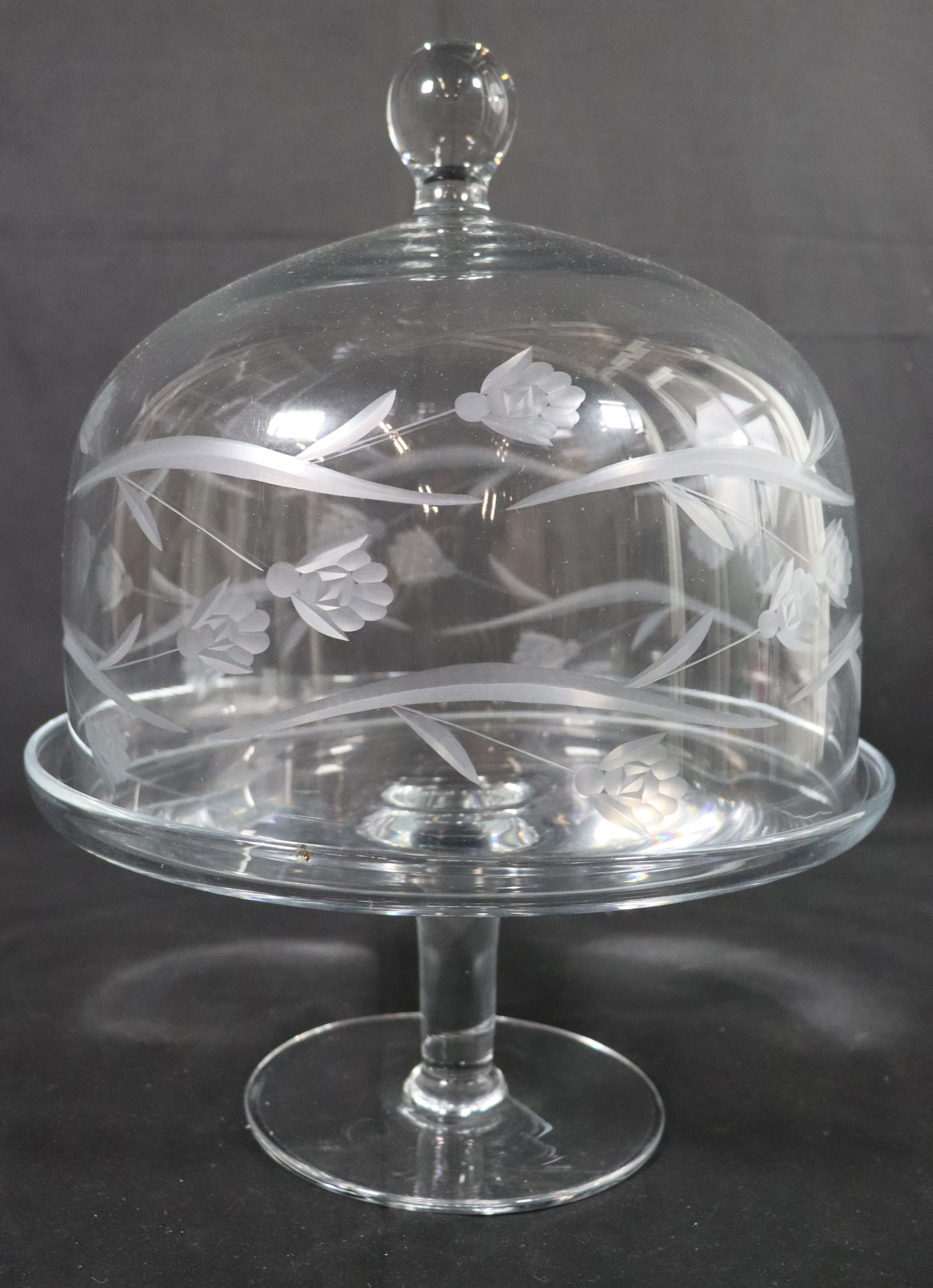 Vintage Glass Cake stand with Dome (1 of 9)