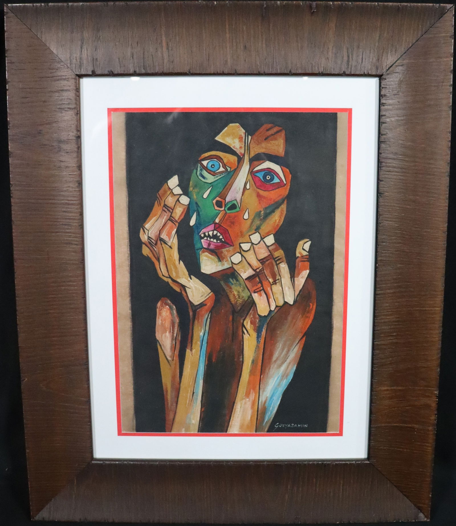 Framed Mixed Media on paper signed GUAYASAMIN (1 of 8)