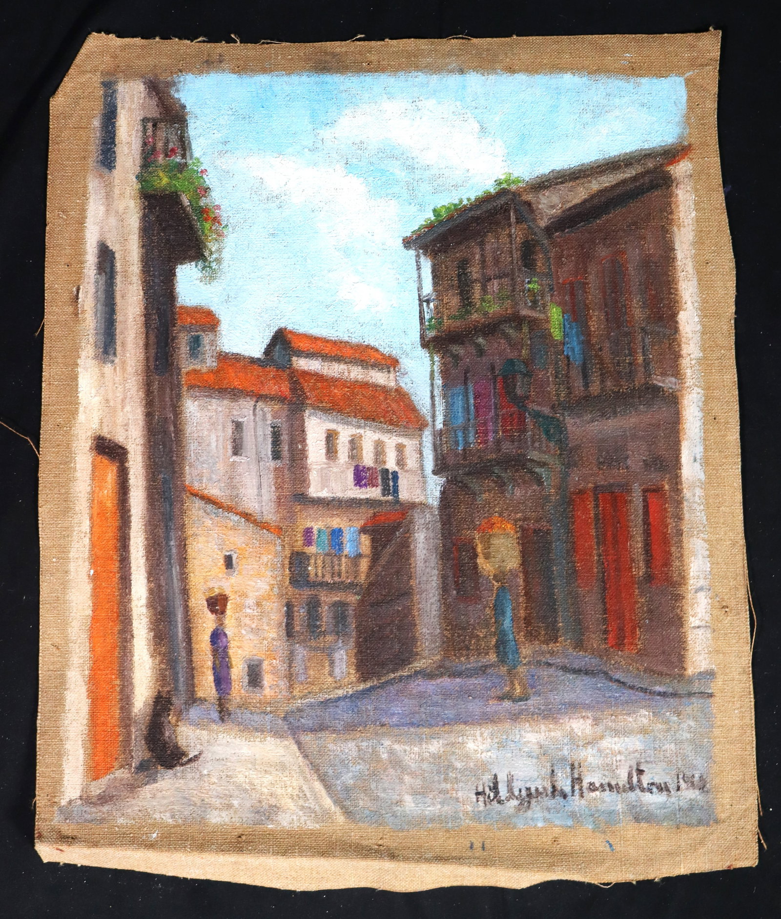Unframed Oil on canvas signed Hildegarde Hamilton and dated: Unframed Oil on canvas signed Hildegarde Hamilton and dated Hildegarde Hamilton, American (1898 - 1970) DIMENSIONS: Height 18 inch / 45,7 cm &