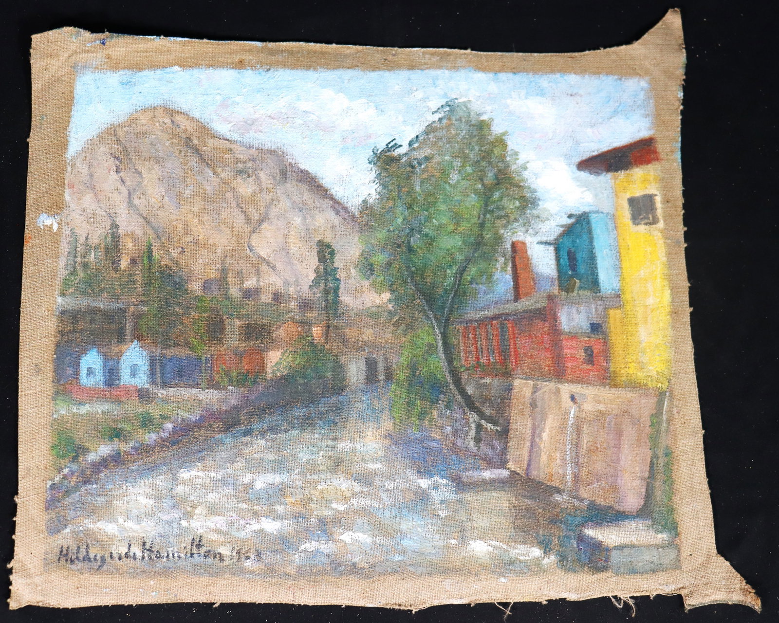 Unframed Oil on canvas signed Hildegarde Hamilton and dated: Unframed Oil on canvas signed Hildegarde Hamilton and dated Hildegarde Hamilton, American (1898 - 1970) DIMENSIONS: Height 15 inch / 38,1 cm 