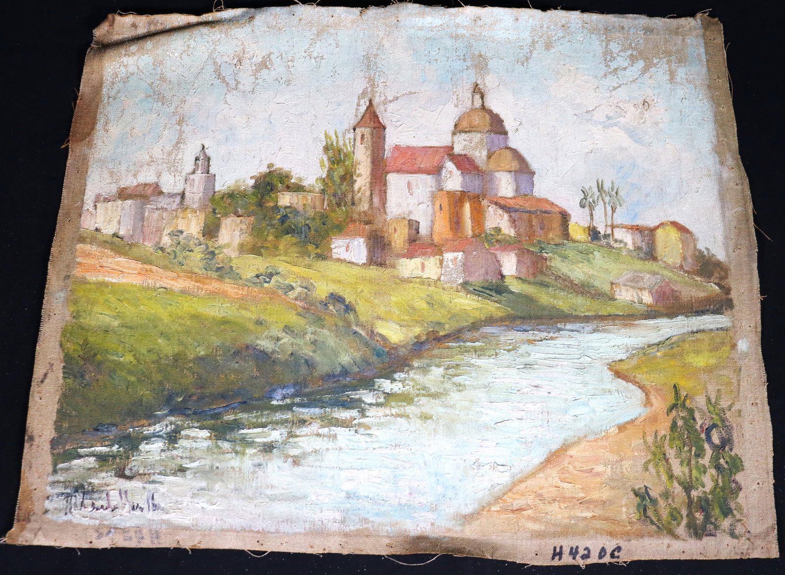Unframed Oil on canvas signed Hildegarde Hamilton: Unframed Oil on canvas signed Hildegarde Hamilton Hildegarde Hamilton, American (1898 - 1970) DIMENSIONS: Height 19 inch / 48,3 cm &nb