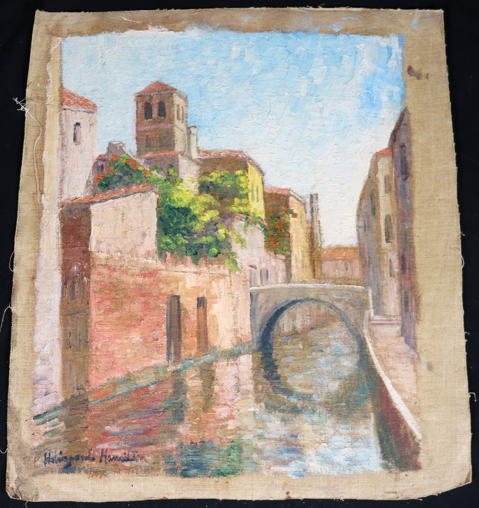 Unframed Oil on canvas signed Hildegarde Hamilton: Unframed Oil on canvas signed Hildegarde Hamilton Hildegarde Hamilton, American (1898 - 1970) DIMENSIONS: Height 18 inch / 45,7 cm 