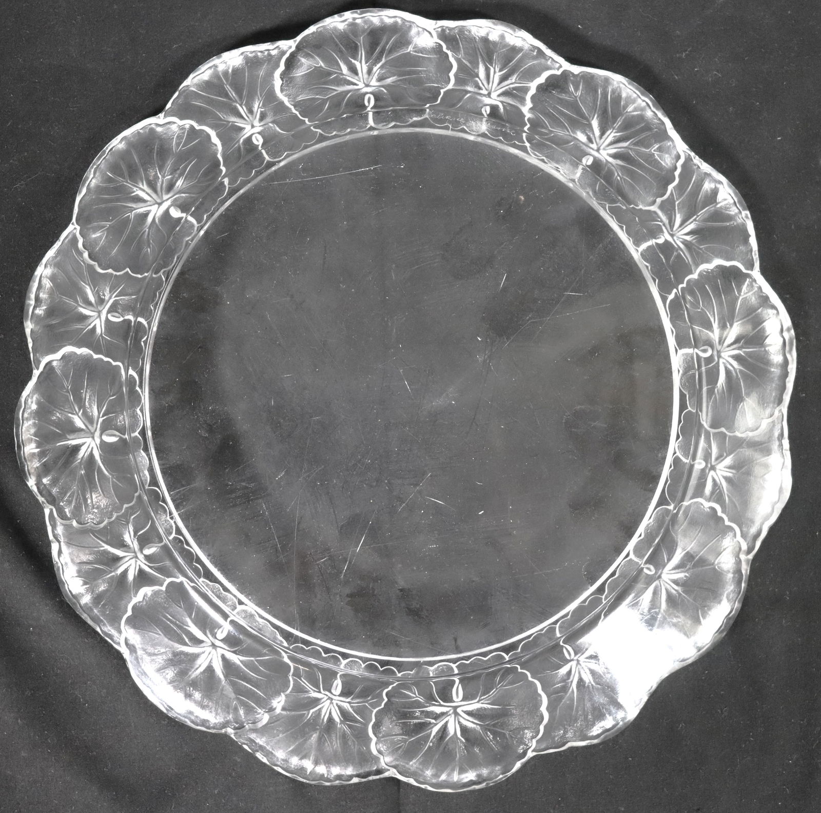 Lalique France Frosted Glass Honfleur Lily Pads Serving Dish Signed (1 of 5)