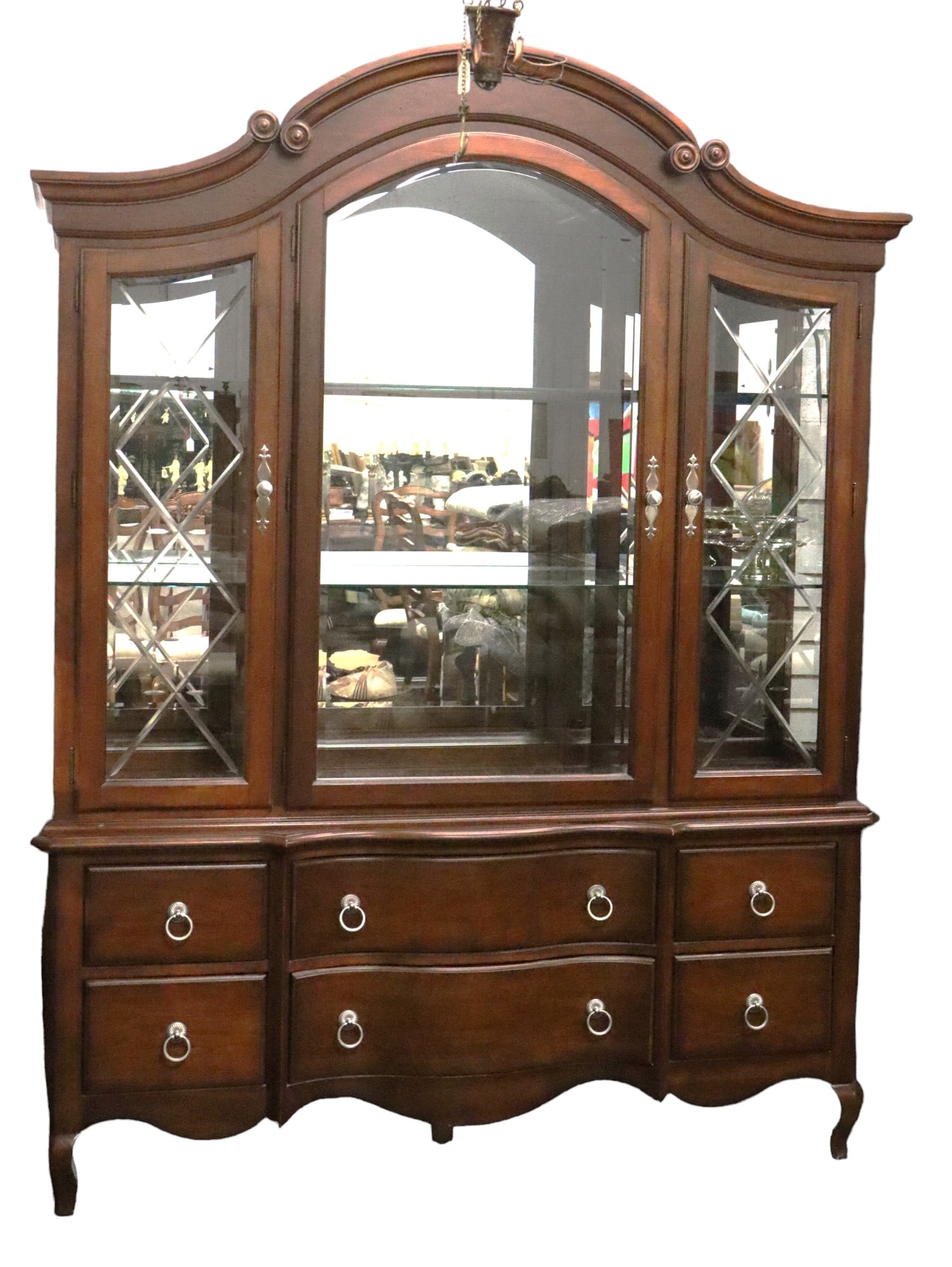 VINTAGE WOODEN CHINA CABINET: VINTAGE WOODEN CHINA CABINET DIMENSIONS: Height: 86 inch / 218,5 cm Length: 65.50 inch / 166,5 cm &