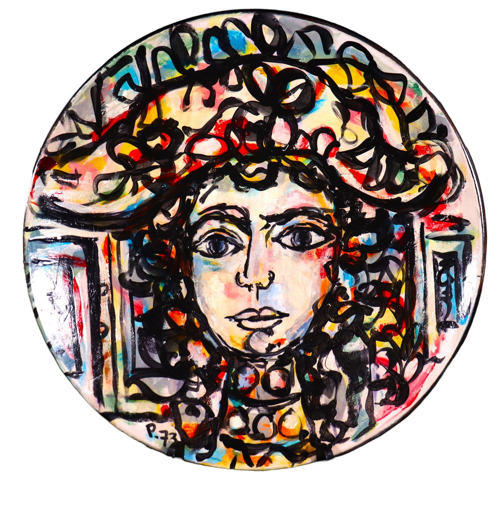 CERAMIC Platter signed Portocarrero and dated 1973 Titled FLORA (1 of 8)