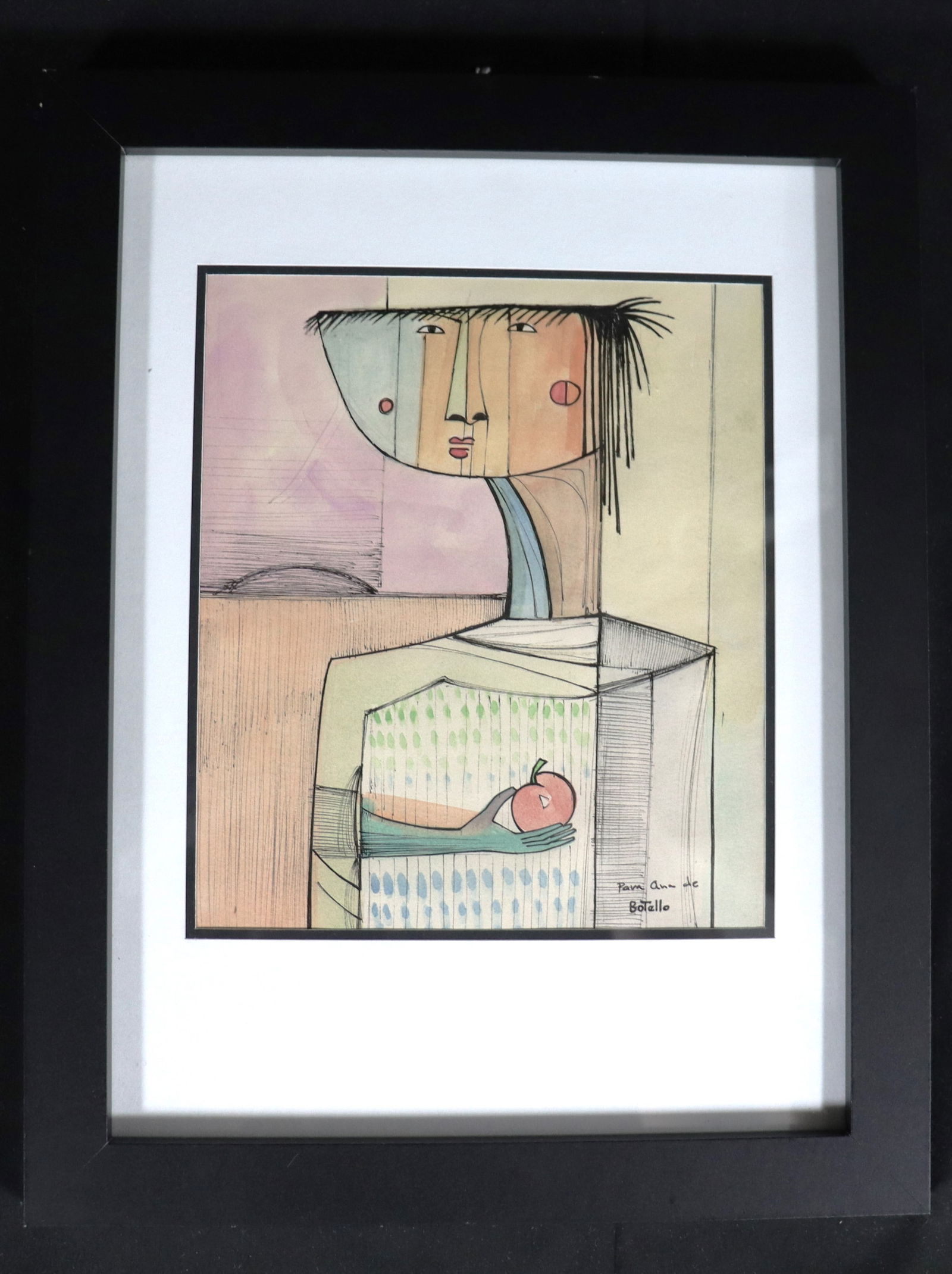 Framed Mixed Media on Paper signed Angel Botello (1 of 4)