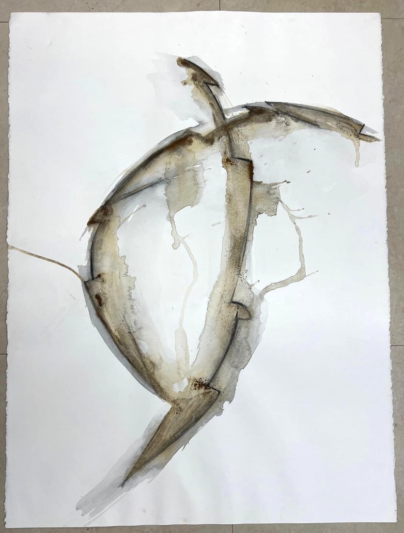 Mixed Media on Paper signed Florencio Gelabert (CUBAN 1904 - 1995): Mixed Media on Paper signed Florencio Gelabert (CUBAN 1904 - 1995) "Crack's (series) DIMENSIONS: Height 30 inch / 76,2 cm &