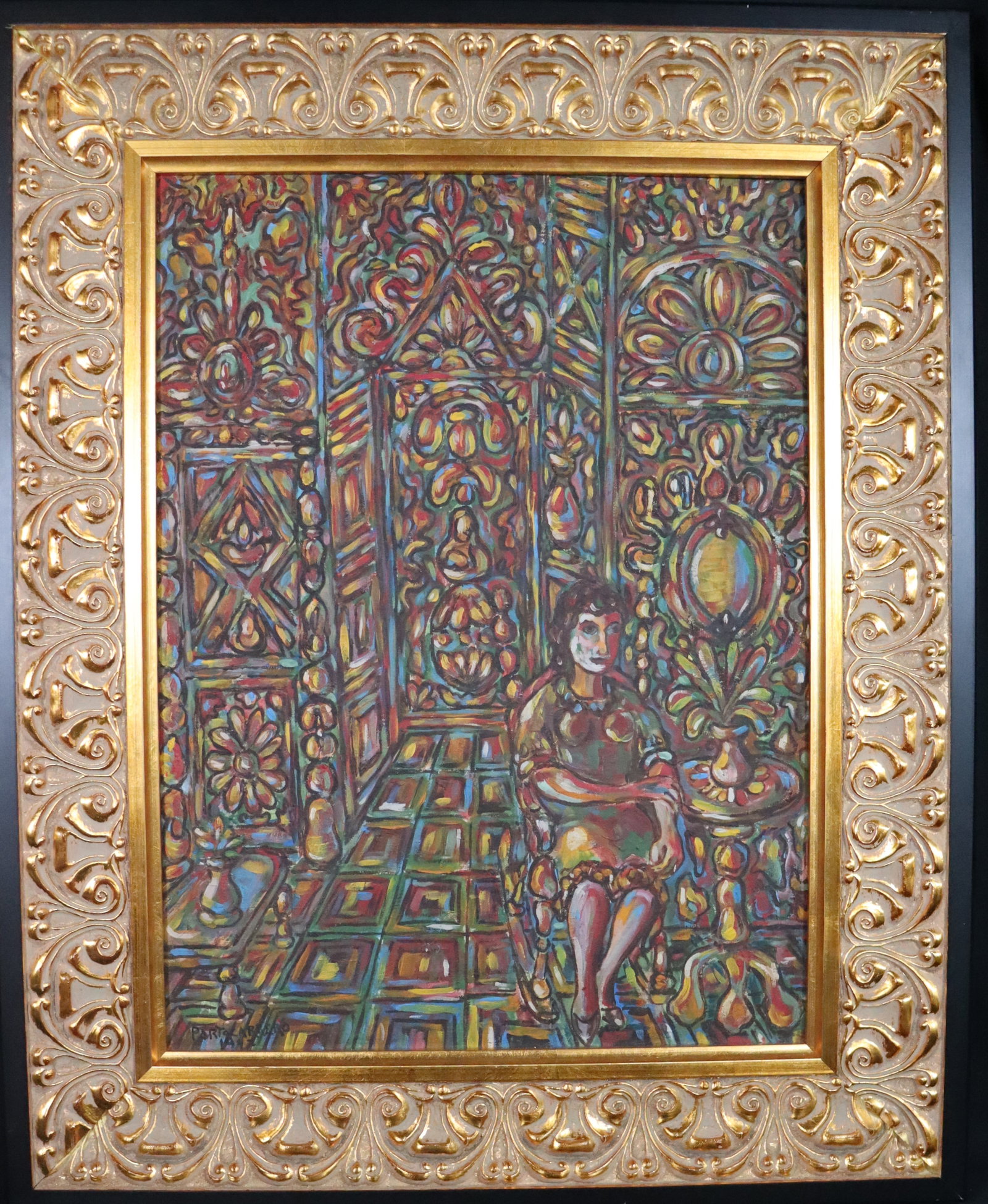 Framed Oil on wood signed Portocarrero and dated 1941 with COA: Framed Oil on wood signed Portocarrero and dated 1941 with COA Rene Portocarrero (CUBAN, 1912 - 1985) DIMENSIONS with frame: Height 32.10 inch / 81,5 cm &