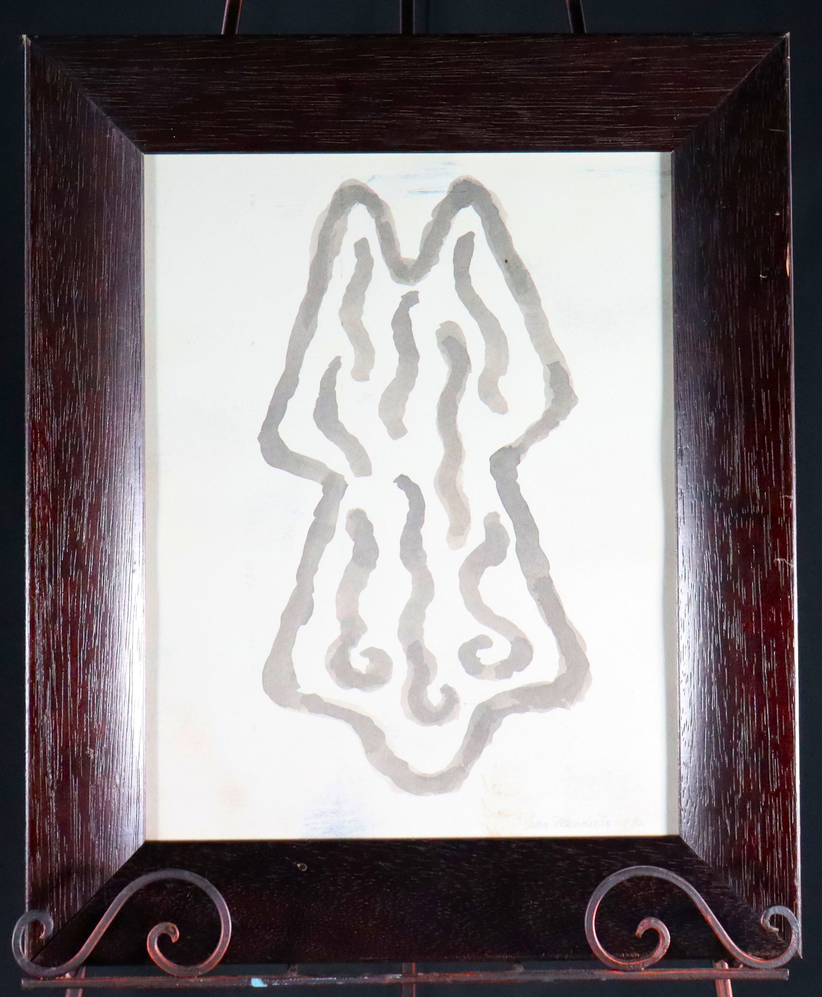 Framed mixed media on paper signed Mendieta.: Framed mixed media on paper signed Mendieta, (Cuban) DIMENSIONS with frame: Height 18 inch / 45,8 cm &nbs