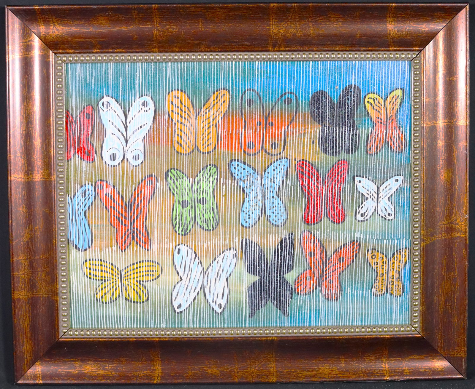 Framed Oil on board depicting Colorful Butterfly Signed and dated "2011" on verso. (1 of 6)