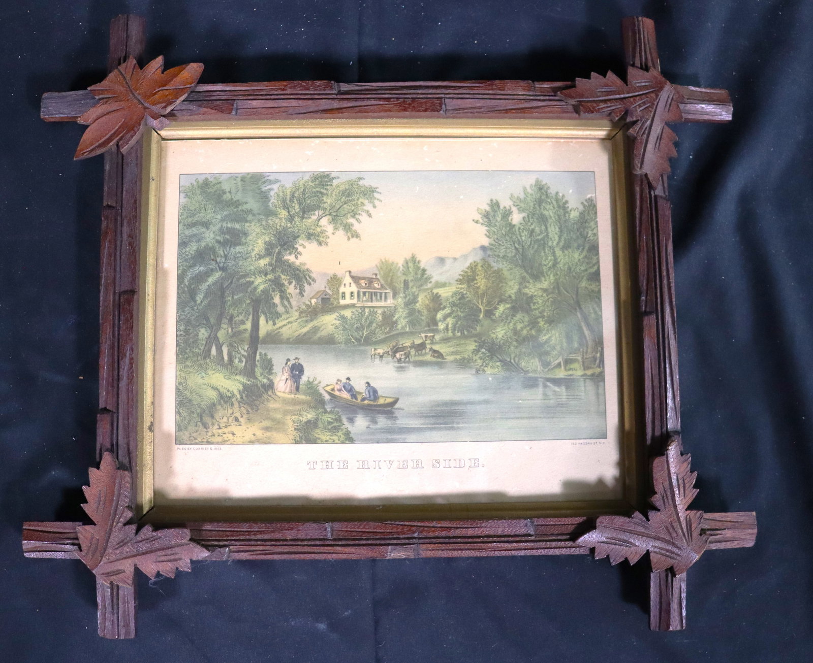 Framed Colored Print by Currier and Ives Titled The River Side (1 of 7)
