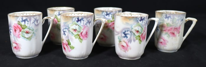 Six Cups from RS Prussia red mark Porcelain