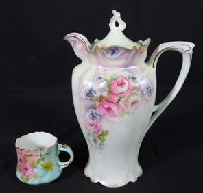 R.S. Prussia Chocolate Pot and one Teacup