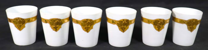 Six Vintage O & EG Royal Austria MATCHING CUPS WHITE and GOLD
