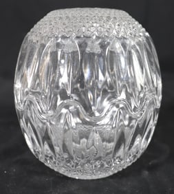 2 PC Vintage Clear Glass Interlocking Egg Shaped Bowls sphere wavy rim