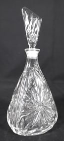 VINTAGE FRENCH GLASS SUNFLOWER MOTIF CARAFE WITH MATCHING STOPPER