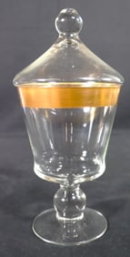 Clear Art Glass Apothecary Jar Candy Dish Compote with Lid