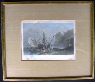 Framed Colored Print after William Henry Bartlett Titled Bebec, on the Bosphorus