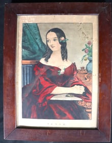 Framed Colored Lithograph after Nathaniel Currier (1813-1888). Titled SARAH