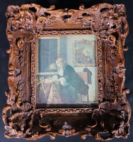 Framed Oil on Canvas after Gabriël Metsu (DUTCH 1629 - 1667 Titled Man Writing a Letter