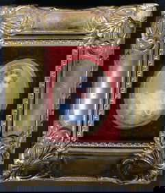 Framed Oval Portrait of Woman Wearing Pearls unsigned