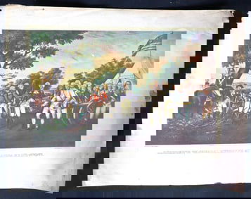 Framed Colored Lithograph after John Trumbull (American 1756–1843) Titled Surrender of General