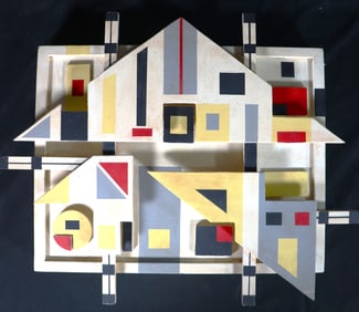 Mixed Media Painted Wood sculpture signed SANDU DARIE dated 1956