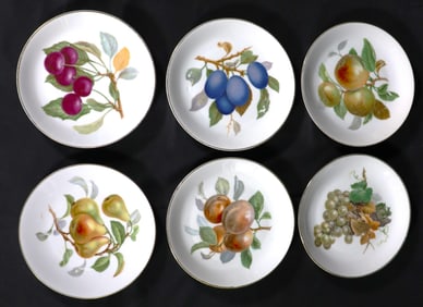 Six Vintage Bavaria Hutschenreuther Selb Germany Fruit Decorated