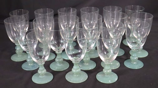 Twenty Villeroy & Boch "Isabelle Jade Green" Blown Glass Stemware, 1998-2006