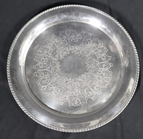 WM Rogers Round Silver plate serving Tray